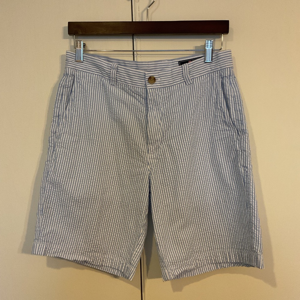 Vineyard Vines Breaker Shorts Seersucker Blue & White 
Striped Nautical Men’s 32